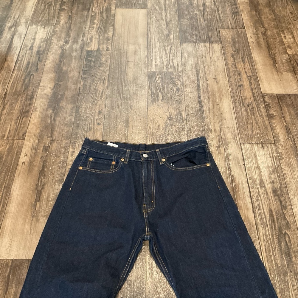 New, 505™ REGULAR FIT MEN'S JEANS, Size 36 x 32, Dark Wash, No Stretch - Picture 2 of 8